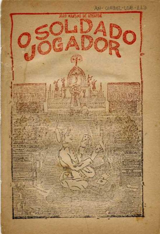 Cordel 'O Soldado Jogador' com xilogravura